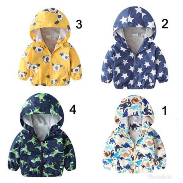 Jacket parasut anak anti air waterproof jaket anak cewe cowo karakter