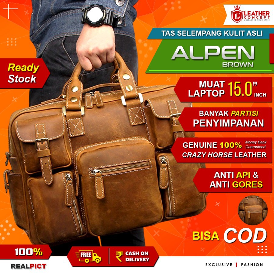 Tas Selempang Kulit Asli Crazy Horse Leather - Alpen by Napoleon