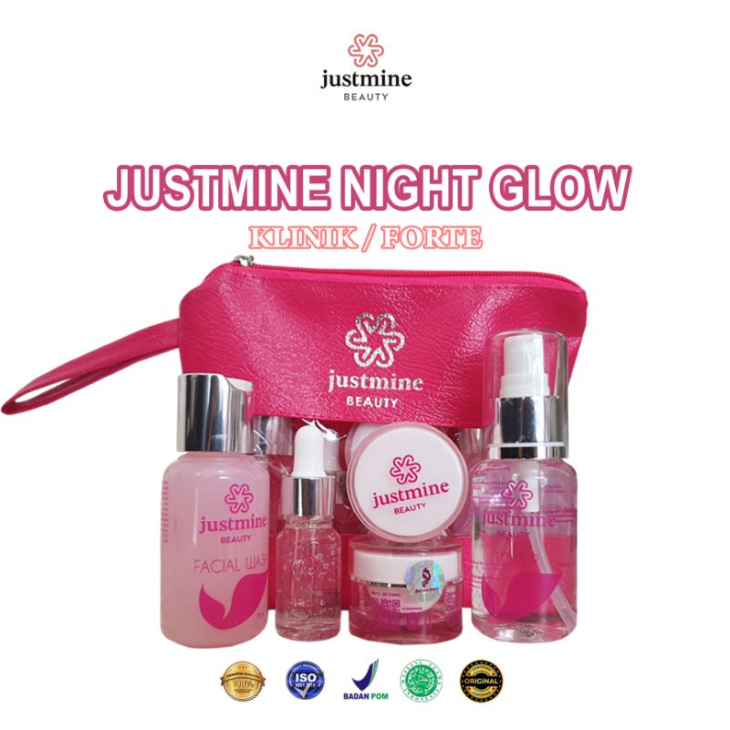 Justmine Skincare Glowing Bpom Paket Ultima Acne More Remove spot | Skin care COD free gift-NIGHT GLOW