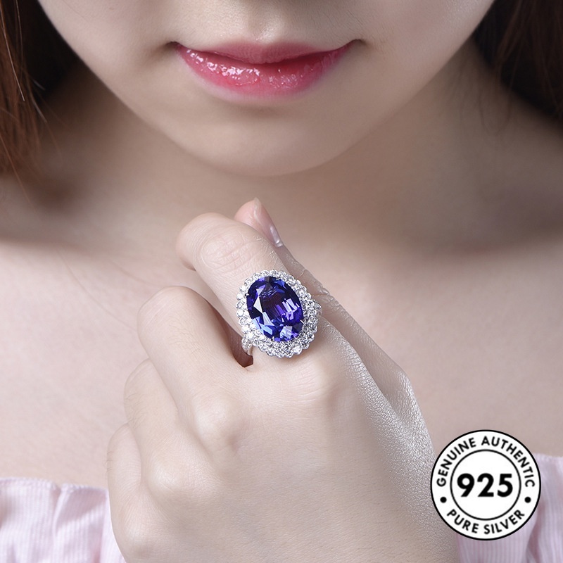 Cincin Sterling Silver 925 Model Terbuka Dengan Permata Warna-Warni Untuk Wanita