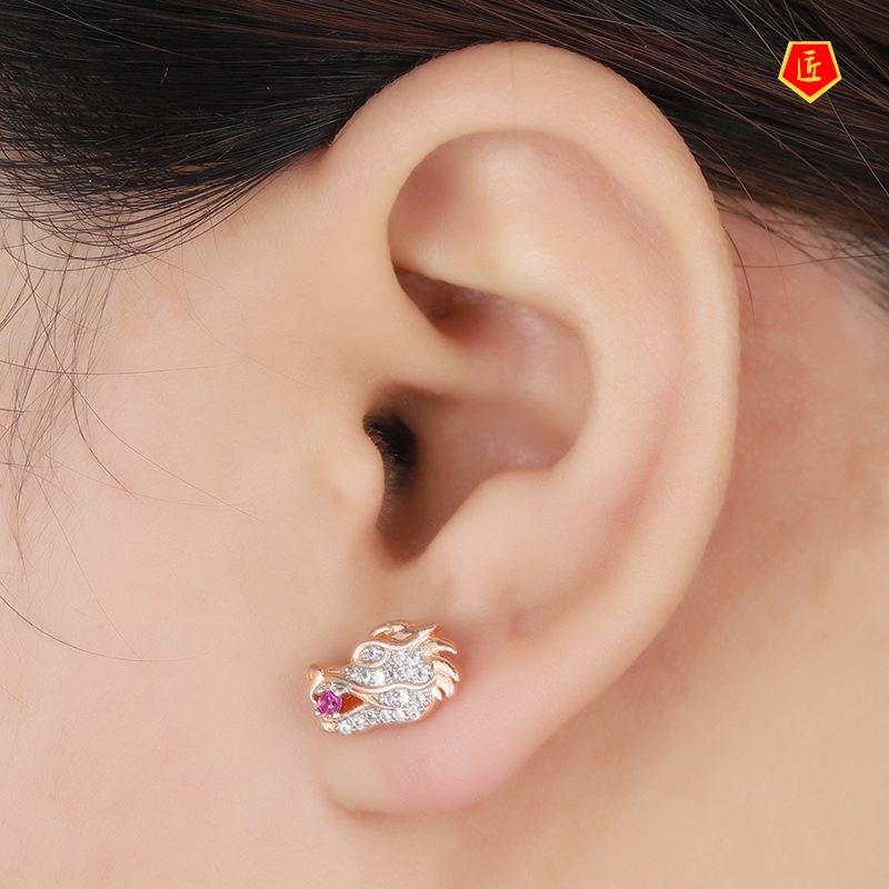 [Ready Stock]New Domineering Dragon Head Stud Earrings