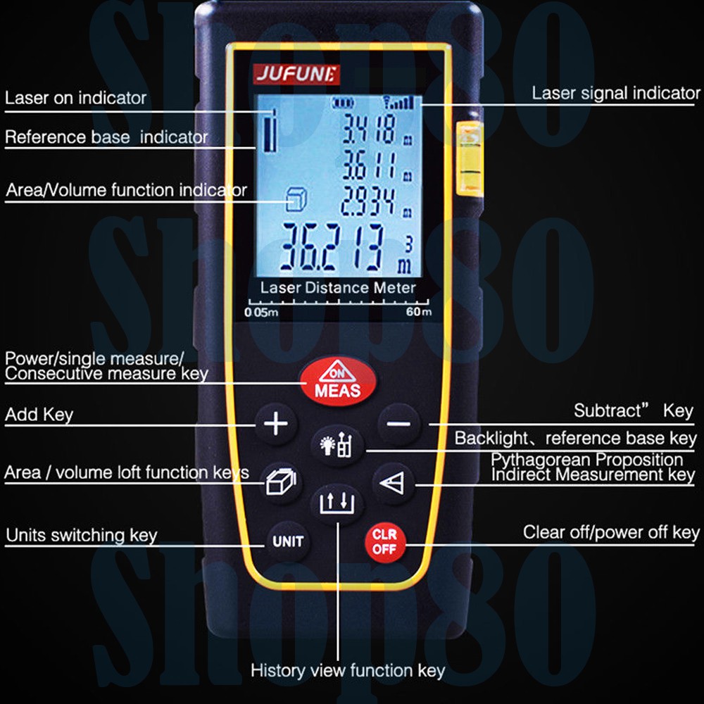 JUFUNE Meteran Laser Distance Meter 40m 60m 80m 100m 120m Digital Rangefinder Alat Pengukur Jarak