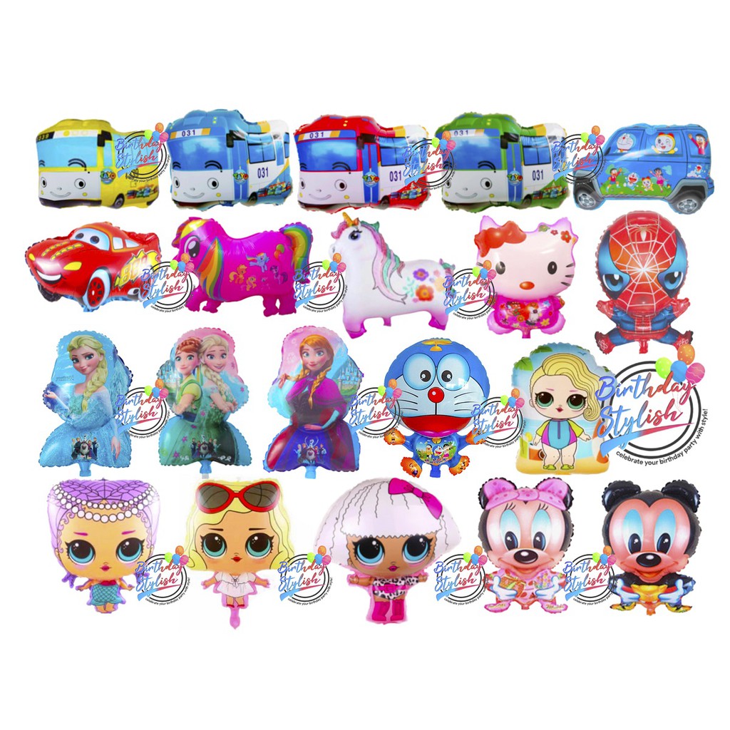 Balon Karakter Tayo Doraemon LOL Cars Unicorn/ Balon Tayo Cars LOL Doraemon Frozen Elsa Anna