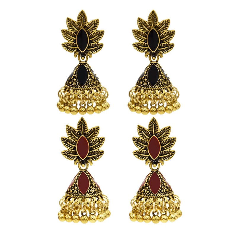 Anting Tusuk Gantung Bahan Metal Warna Gold Desain Bunga Gaya Vintageindiangipsibohoetnik Untuk Wanita