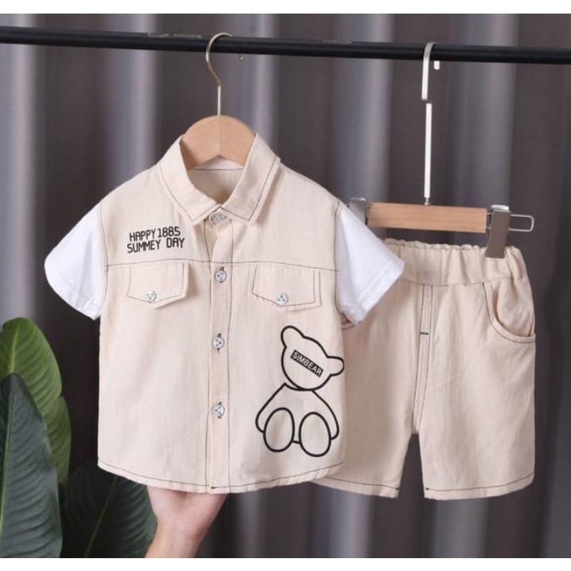 SETELAN KEMEJA Anak LAKI-LAKI SIMBEAR/SETELAN Kemeja anak 1-4 TAHUN SALE 3.3