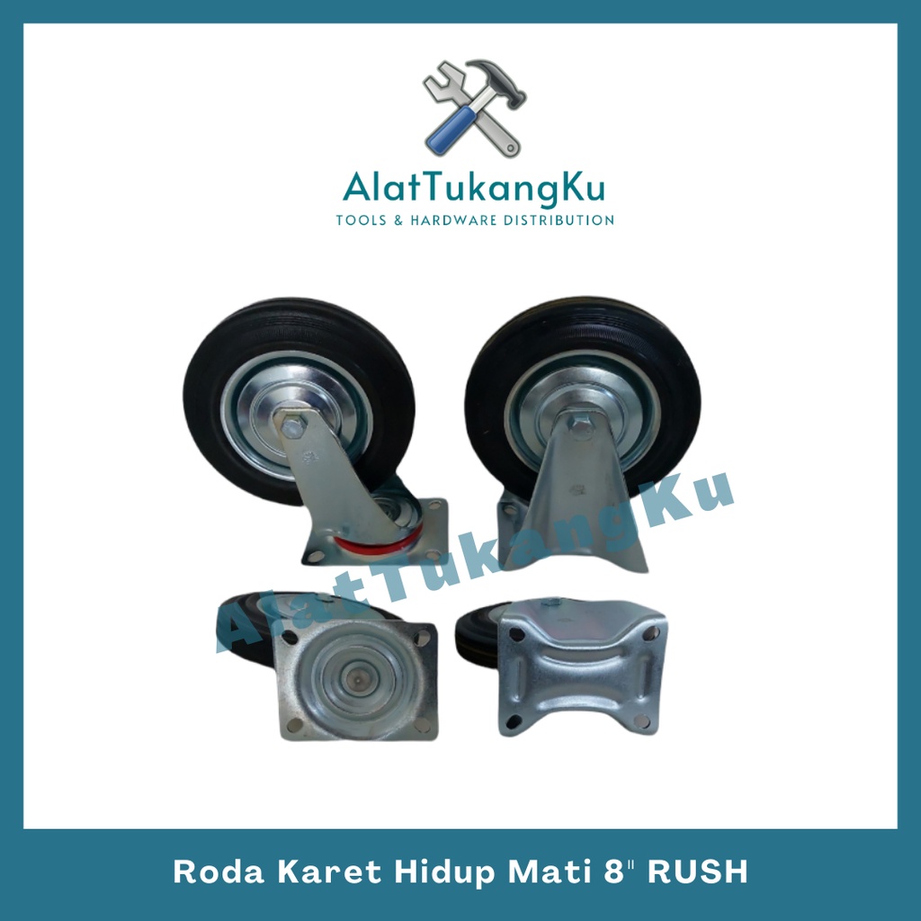 Roda Karet Hidup Mati 8" / Roda Trolley Troli 8 Inch / Roda Etalase / Roda Gerobak