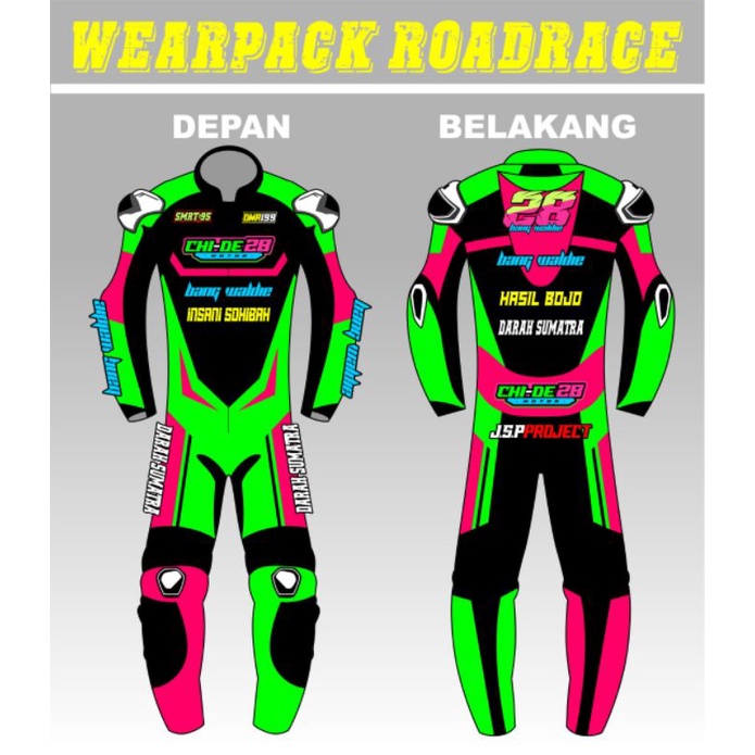 Wearpack balap roadrace costum full mb tech design bebas free sledingpad