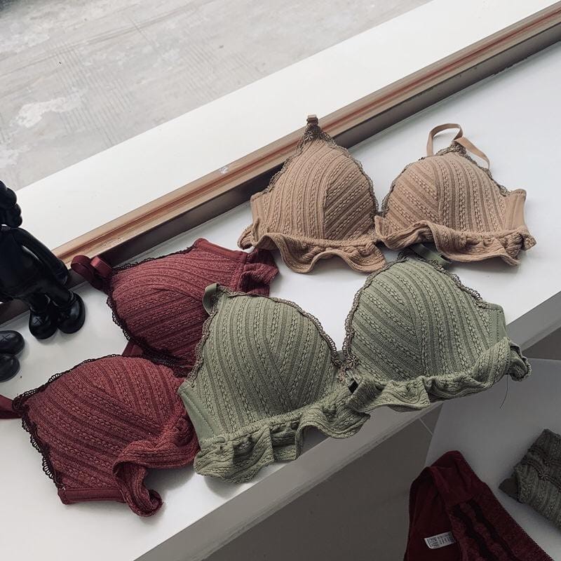 Elovely Bh Push Up Bra Busa Tebal Pengait Depan Pakaian Dalam Wanita Push Up Bra Lace Import | B024