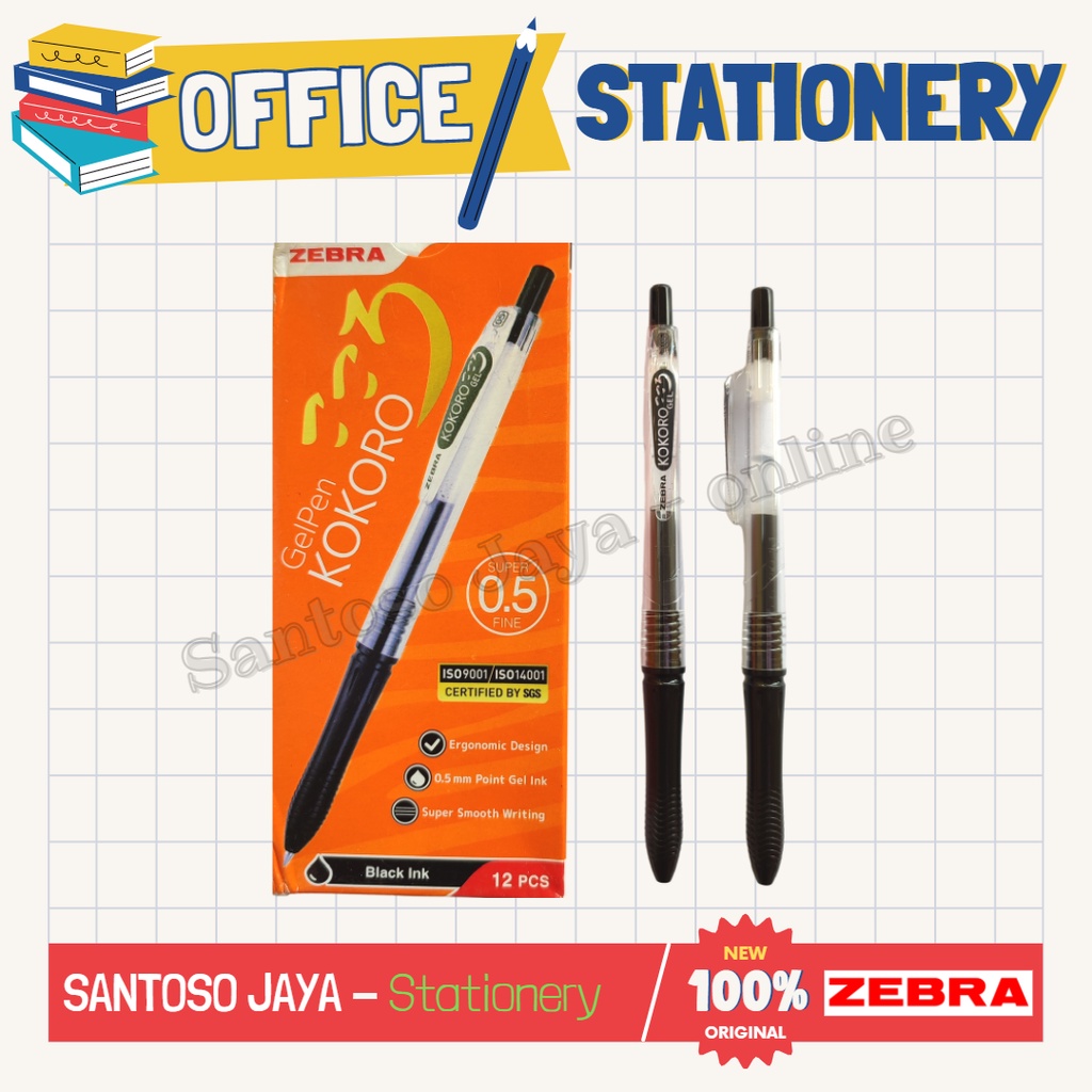 Bolpen - Pulpen ZEBRA KOKORO Barrel Sweet Gel / Barrel Black Gel - Ballpoint KOKORO 0.5 mm -  1PAK -