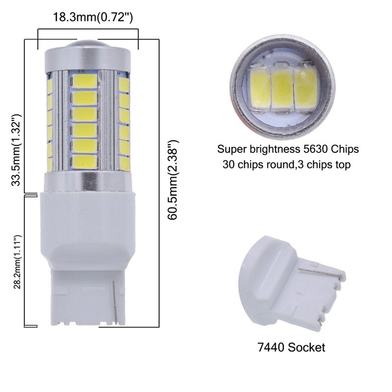 1 PCS T20 7440 W21W WY21W 33 SMD 5730 LED mobil Cadangan Cadangan Lampu 33SMD 5630 LED motor lampu