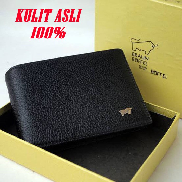 KADO Ultah cowok Dompet kulit asli BRAUN BUFFEL Pria lipat 