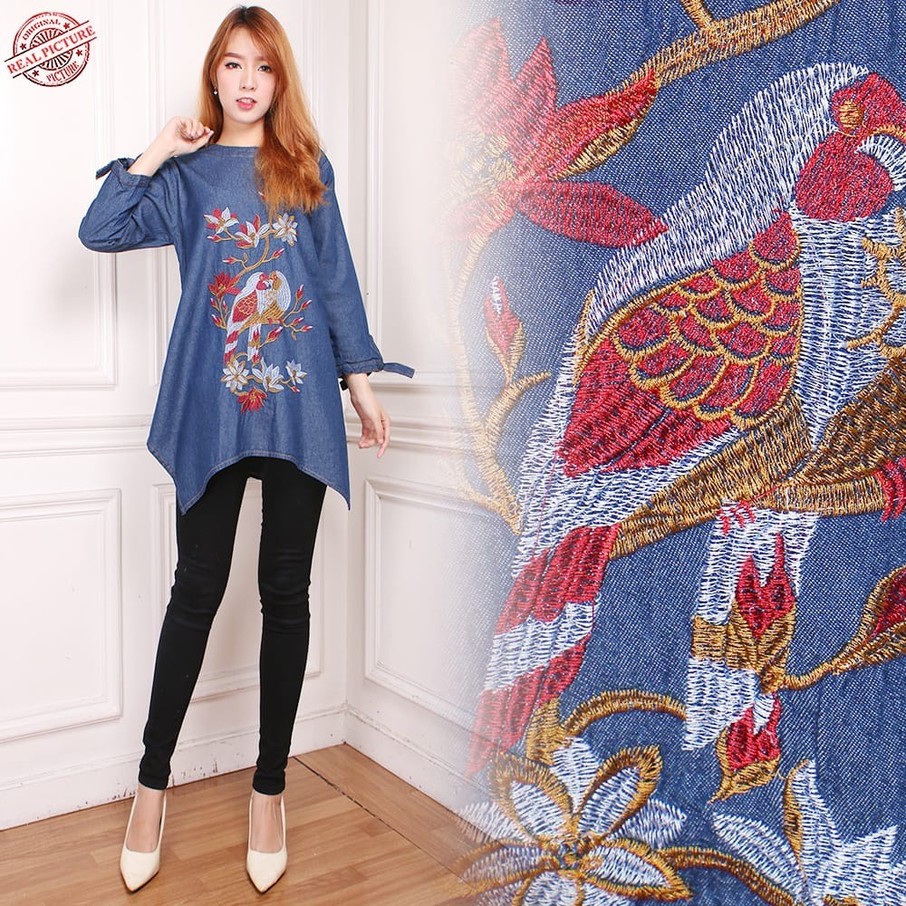 Nike Atasan blouse jeans wanita jumbo fit to XXL