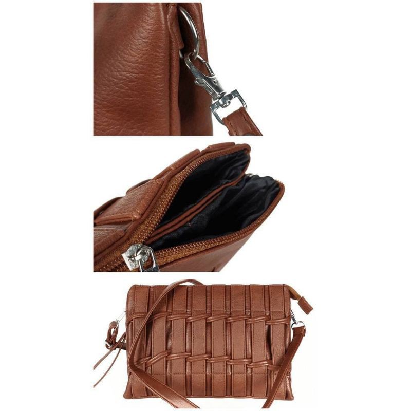 SLINGBAG PAGAR Tas selempang gaul CLUTCH PESTA WANITA Korea terkini Model Rajut kulit anyam x7