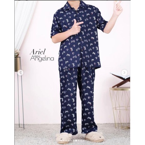 PIYAMA ANAK LITTLE ARIEL AARYA KIDS PAJAMAS  A LETTERS MOTOR CROSS BUILDING TOWN GREY GRAFFITI SIZE 