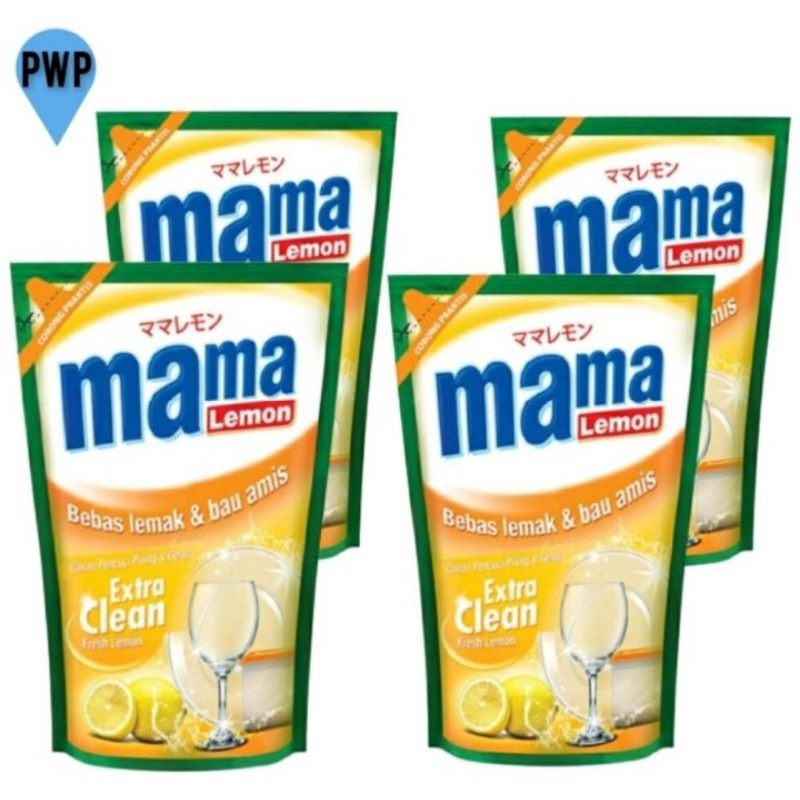 Mama Lime Sabun Pencuci Piring Extra Clean Fresh Lemon 780ml Paket 4Pc