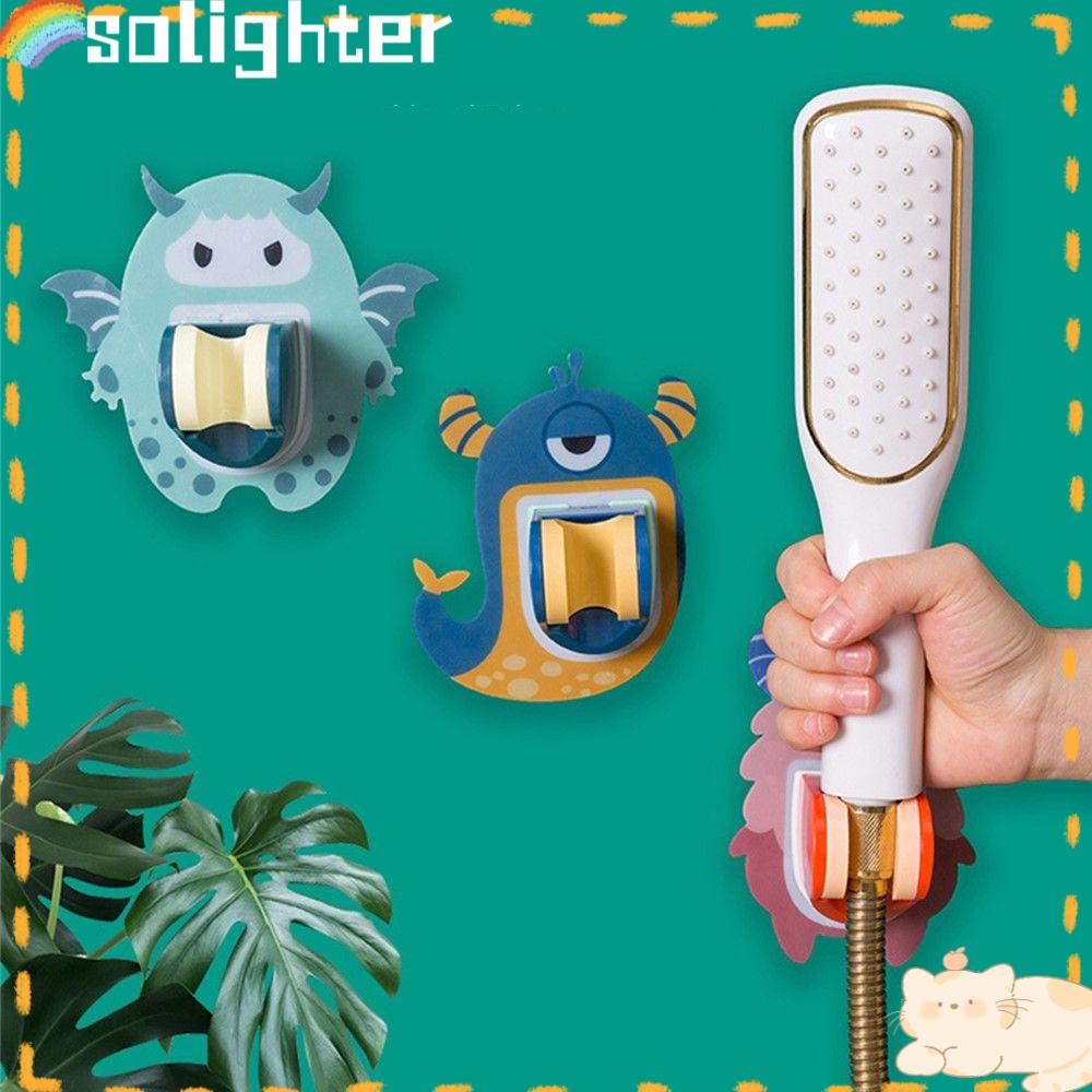 SOLIGHTER Home Shower Head Holder Cartoon Sprayer Bracket Shower Stand Universal Self-adhesive Wall Mounted Bathroom Accessories Plastic Adjustable Nozzle Base