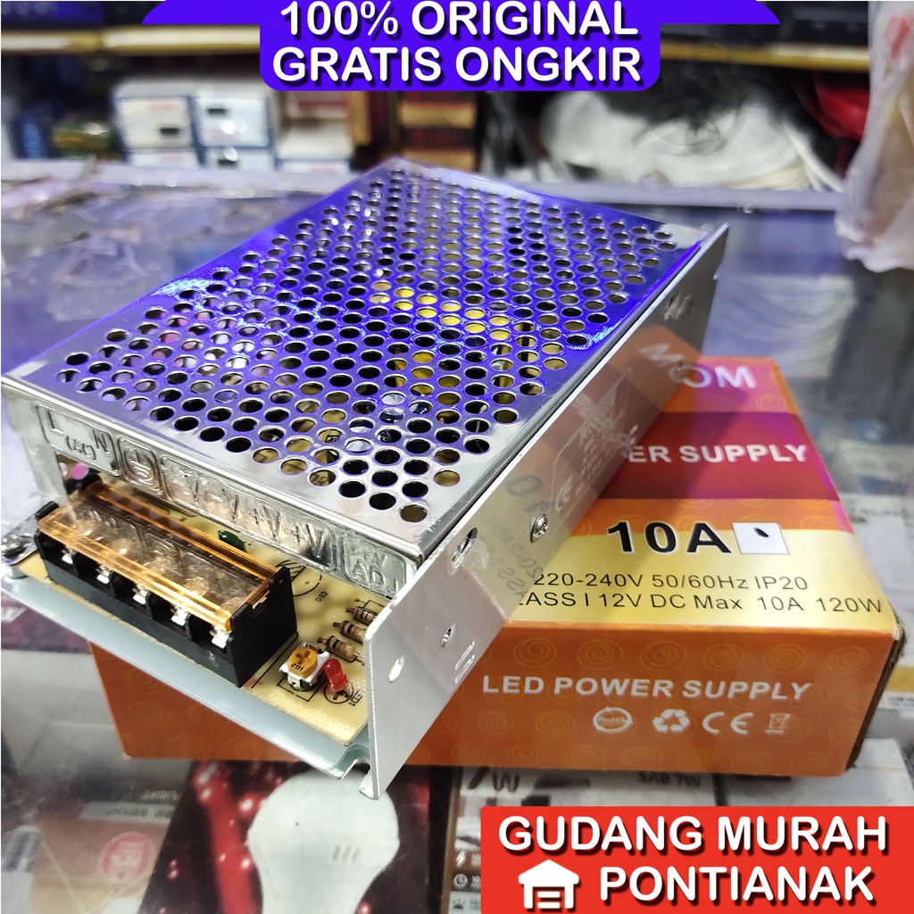 Adaptor 12V 10A power supply Bossecom cocok untuk LEd strip CCTV dan elektronik 12V lainnya