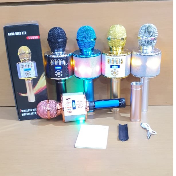 Mic Karaoke Portable Bluetooth KIMISO DS898 Microphone KTV LED Lampu Disco DS-898 Wireless mikrofon