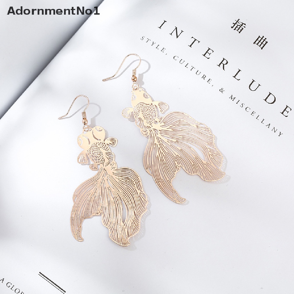 (AdornmentNo1) Anting Tusuk Gantung Desain Ikan Koi Hollow Untuk Wanita