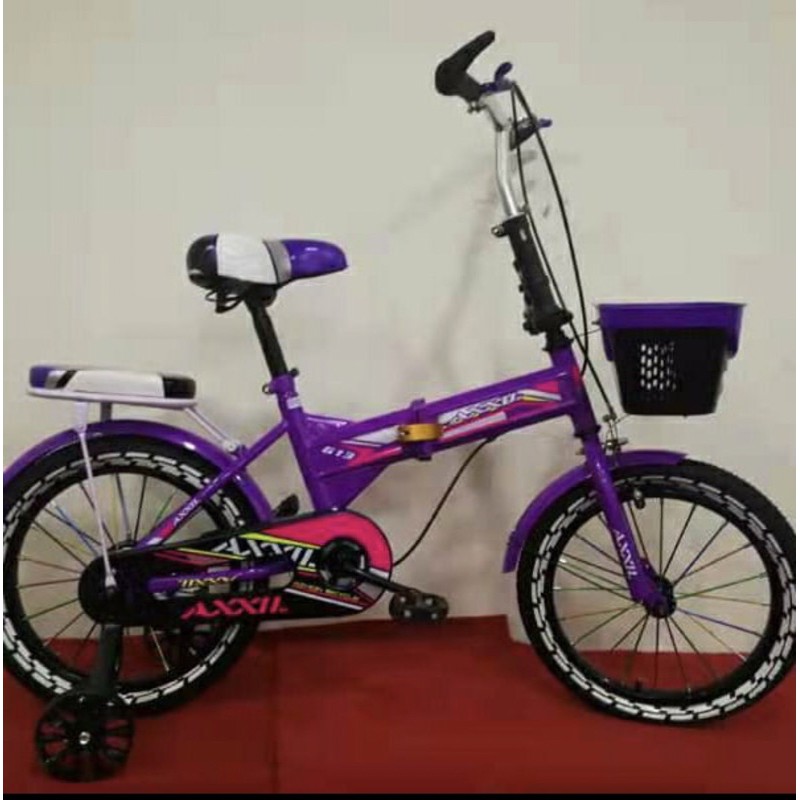 Sepeda Lipat Axxil 16 inch anak termurah bisa kredit garansi murah cicilan cicil COD NEW gojek grab-Ungu