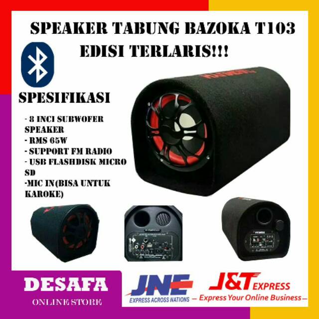 Speaker Tabung 8 T103 Spiker mobil basoka bazoka subwoofer BT Superbas