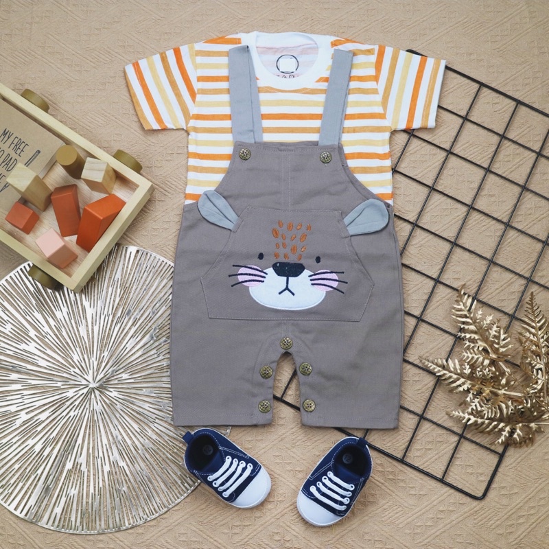 BARU! LIK004 - 2in1 Overall fashion Lion Singa bayi cowok laki-laki baju kodok Pergi Jalan Casual