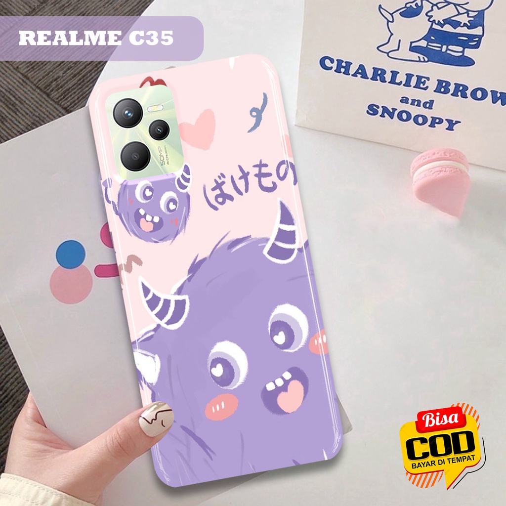 [amc] CASE REALME C35 FULLPRINT HARDCASE 3D Fashion Animasi Monster Cute kesing bisa cod