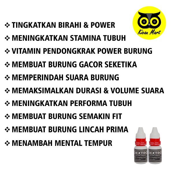 DEXTRO INSTAN INSTANT ENERGY SMART MASTERINGVITAMIN LOMBA KONTES OBAT PENGGACOR BURUNG DOPING VTNDOSM