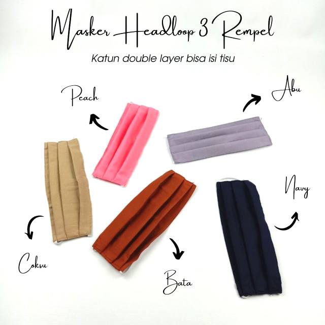 Masker kain katun double isi filter tissue 3 Rempel