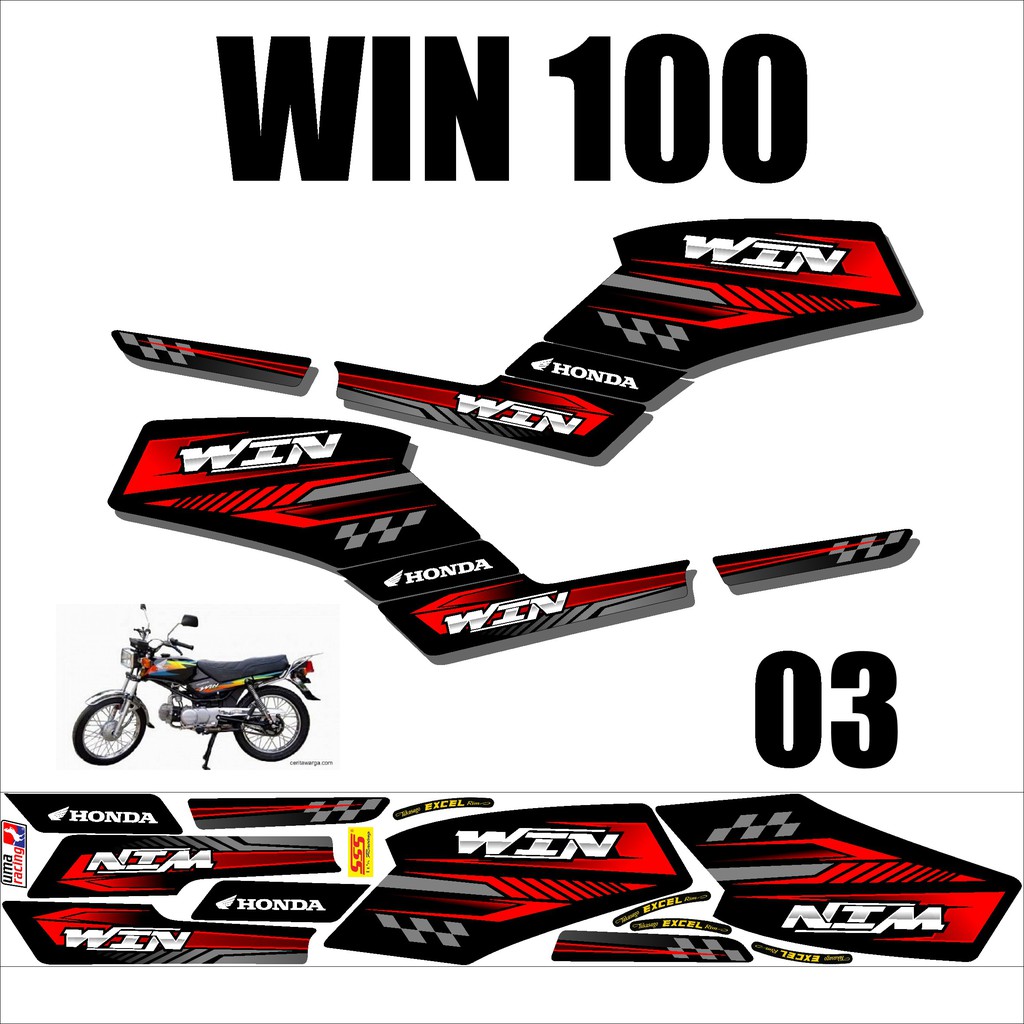Stiker Striping Honda WIN 100 Keren – Sticker Lis Variasi Motor WIN Murah Desain DS WIN - 3