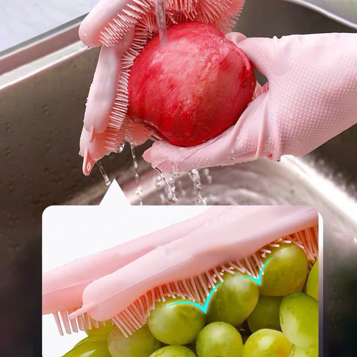 Sarung Tangan Sikat Bulu Silikon Magic Silicone Gloves Sarung Tangan Masak Sarung Tangan Oven Dapur