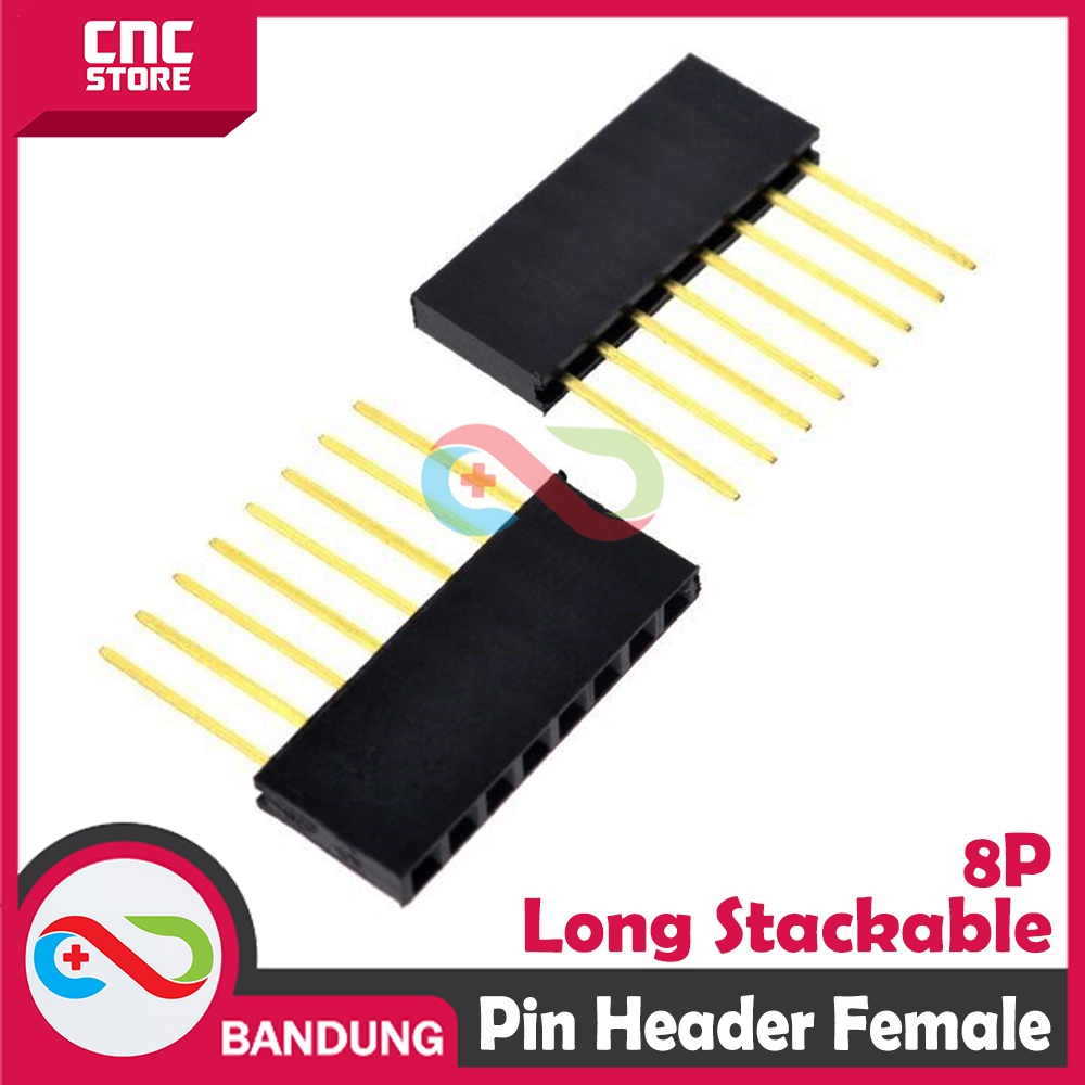 PIN HEADER FEMALE 8 8P 10MM LONG STACKABLE FOR ARDUINO UNO MEGA