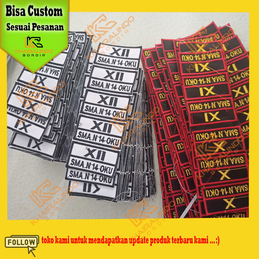 tanda kelas Bordir bet atribut sekolah