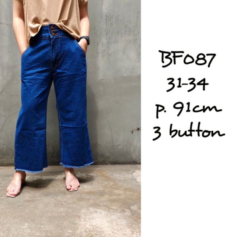 Boyfriend Kulot Jeans Wanita Kancing 3