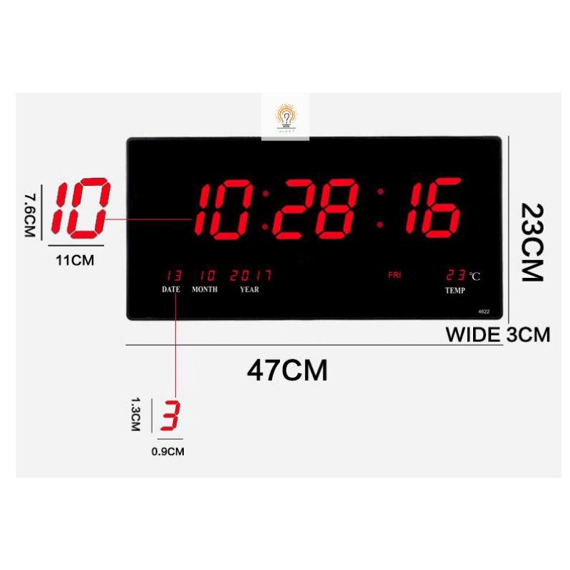 JAM Digital Clock / Jam Dinding Digital 4622 LED Merah/ Hijau /Biru