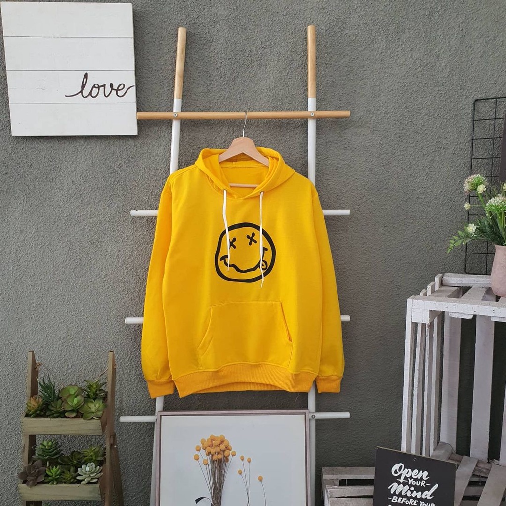 Hoodie Emoji Atasan Pria Wanita Motif Emoticon Terbaru