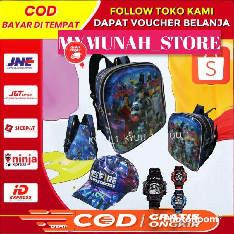 TAS RANSEL ANAK SEKOLAH LED PAUD TK/KARAKTER FREE FIRE