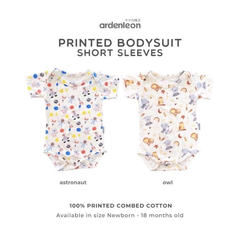 ARDENLEON Baby Bodysuit Pendek Printed Astronot Owl