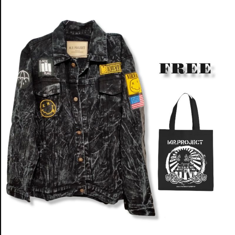 Denim jaket full patch NIRVANA (PATCH SUDAH TERPSANG )