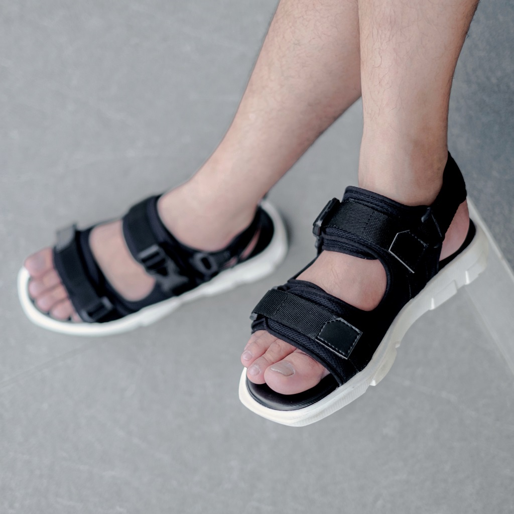 KIND BLACK ORIGINAL x REYL MAN Sandal Gunung 2 in 1 Hitam Pria Casual Jalan Santai Traveling Main Harian Lebaran Sendal Sepatu Remaja Dewasa Fashion Distro Premium Outdoor Footwear Tali 2 Strap Big Size Ukuran Jumbo 44 45 Keren Terbaru Branded Kekinian
