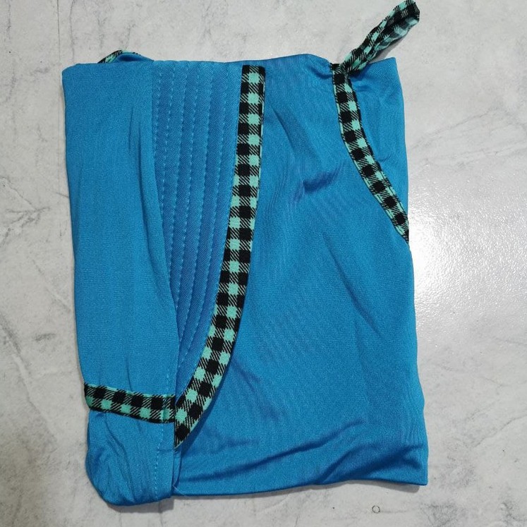 [COD] Termurah -  Jilbab Instan Serut Kotak | Hijab Serut Inayah Jilbab Jersi Serut Jersey Jumbo-Biru Turkis