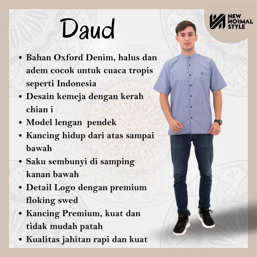 Daud Series Baju Pakaian Kemeja Kemko Koko Kokoh Muslim Kurta Pakistan Pria Laki Cowok Dewasa Lengan Pendek Dewasa Premium Terbaru 2022