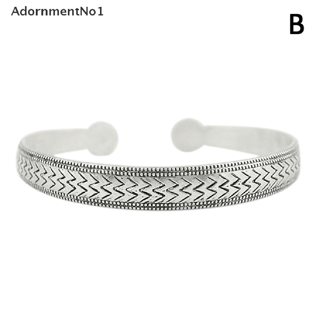 (AdornmentNo1) Gelang Bangle Terbuka Silver Tibet Ukiran Totem Retro Vintage