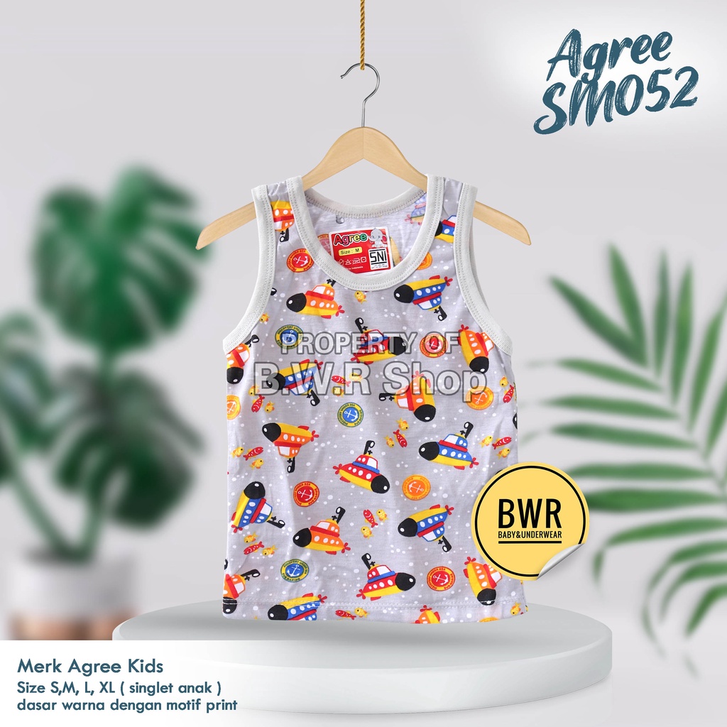 [ 3pc ] Singlet Agree Kids SM052 Bintik Warna Kapal / Kaos Dalam Anak Santai Harian Agree 052 Motif Lucu | Bwr