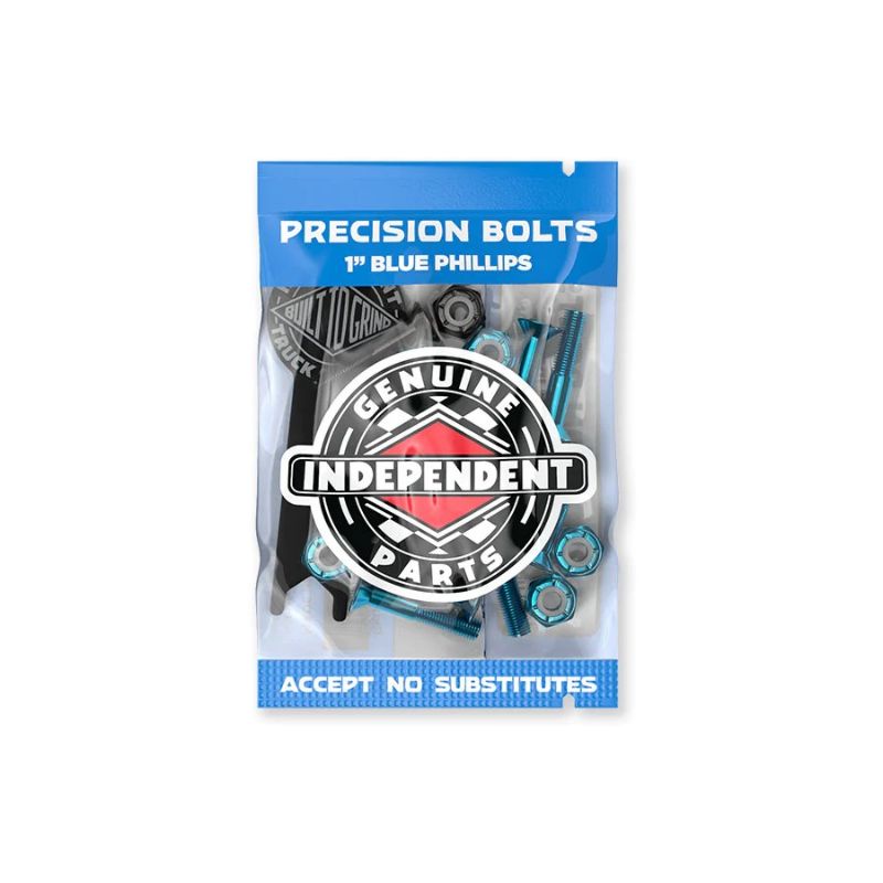 INDEPENDENT Genuine Parts 1in Phillips Hardware Skateboard Blue/Black Pk/10 W/Tool