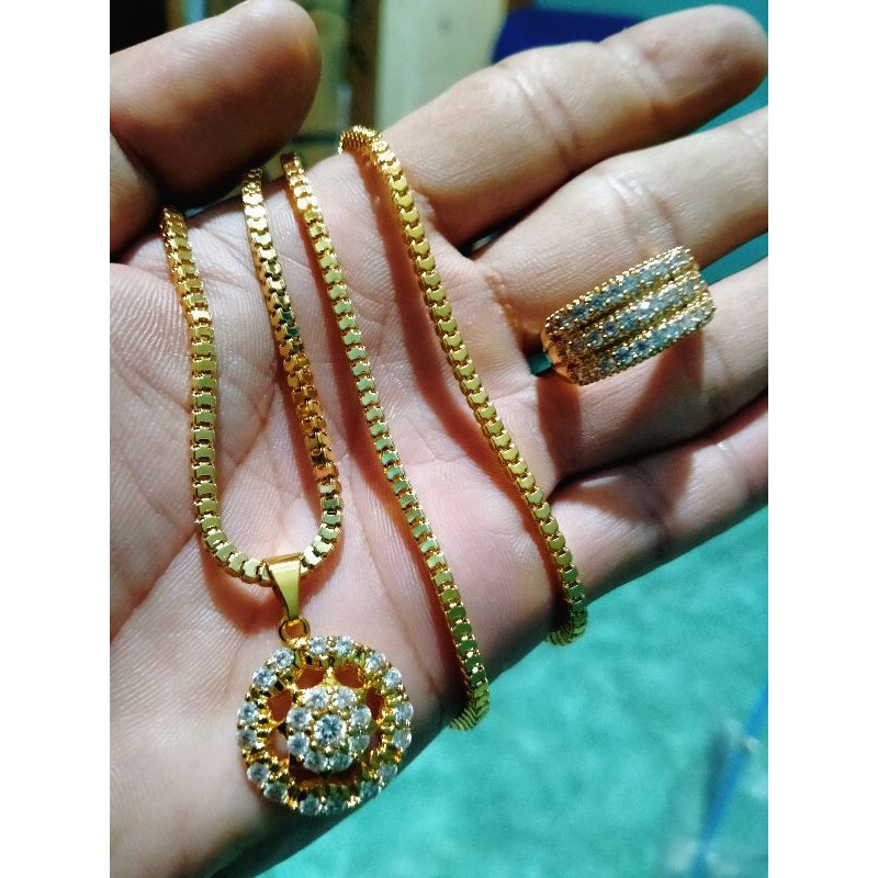 KALUNG wanita dewasa terbaru Free Cincin Full permata termurah lapis emas gold