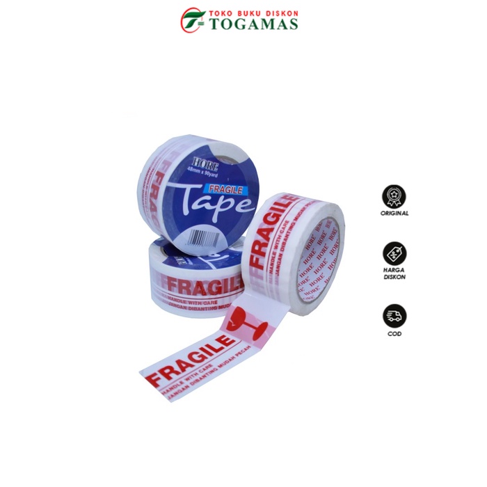 

TERMURAH !! ISOLASI OPP HORE 2" FRAGILE PUTIH