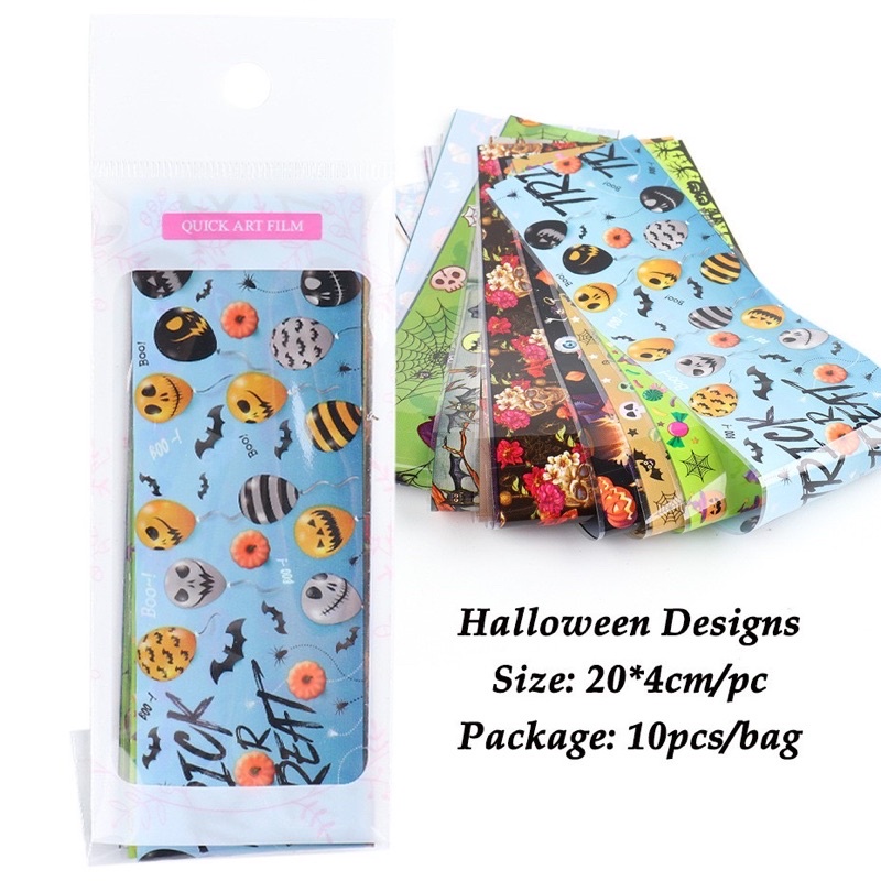 TRANSFER GEL FOIL MOTIF HALLOWEN HIASAN NAIL ART