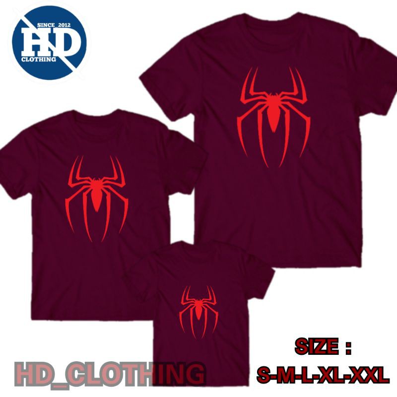 Kaos Couple Keluarga GRATIS NAMA Superhero Anak dan Dewasa Laba-Laba - HD Clothing