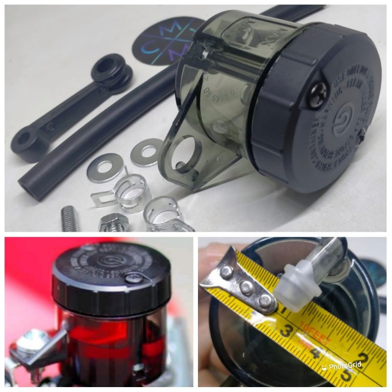 [BEST SELLER] TABUNG MINYAK MASTER REM MOTOR JUMBO SMOKE BLACK / botol tempat minyak master rem motor big set depan belakang universal